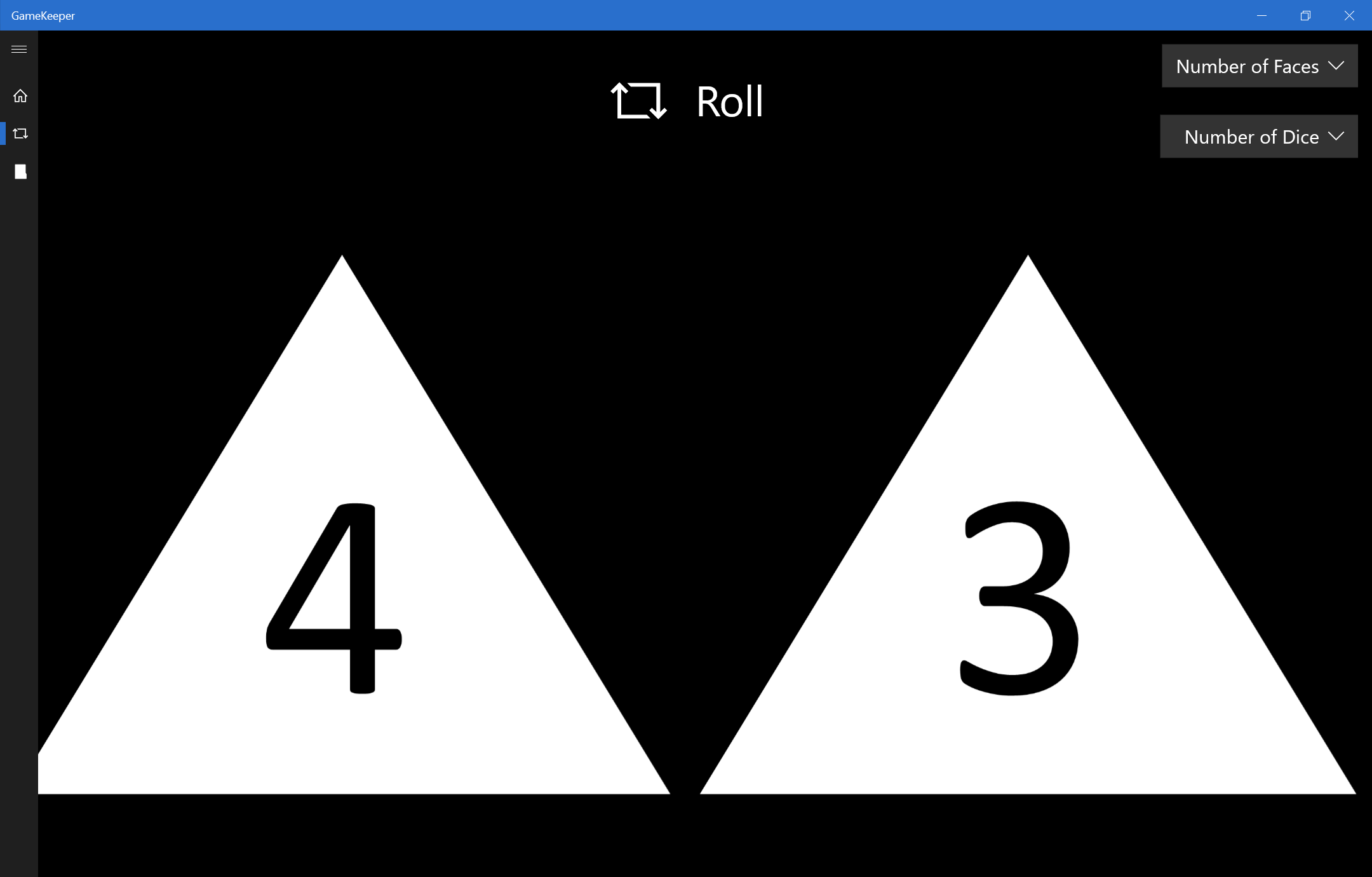 GameKeeper can also roll two four-sided dice.