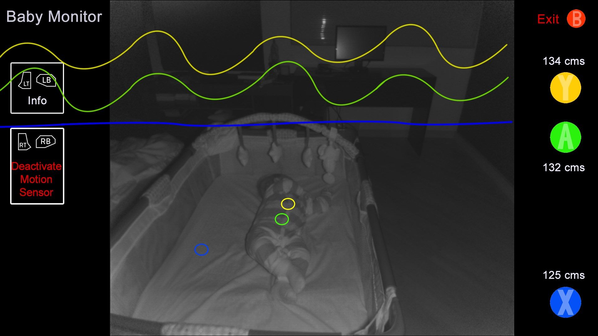 Motion Sensor Activated. Tracking Chest and Abdomen movements (This is how it looks in the Xbox One)