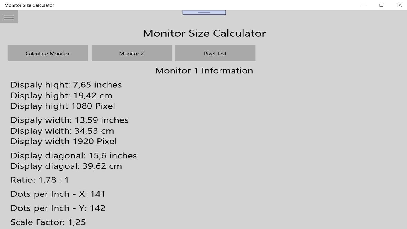 Monitor Size Calculator