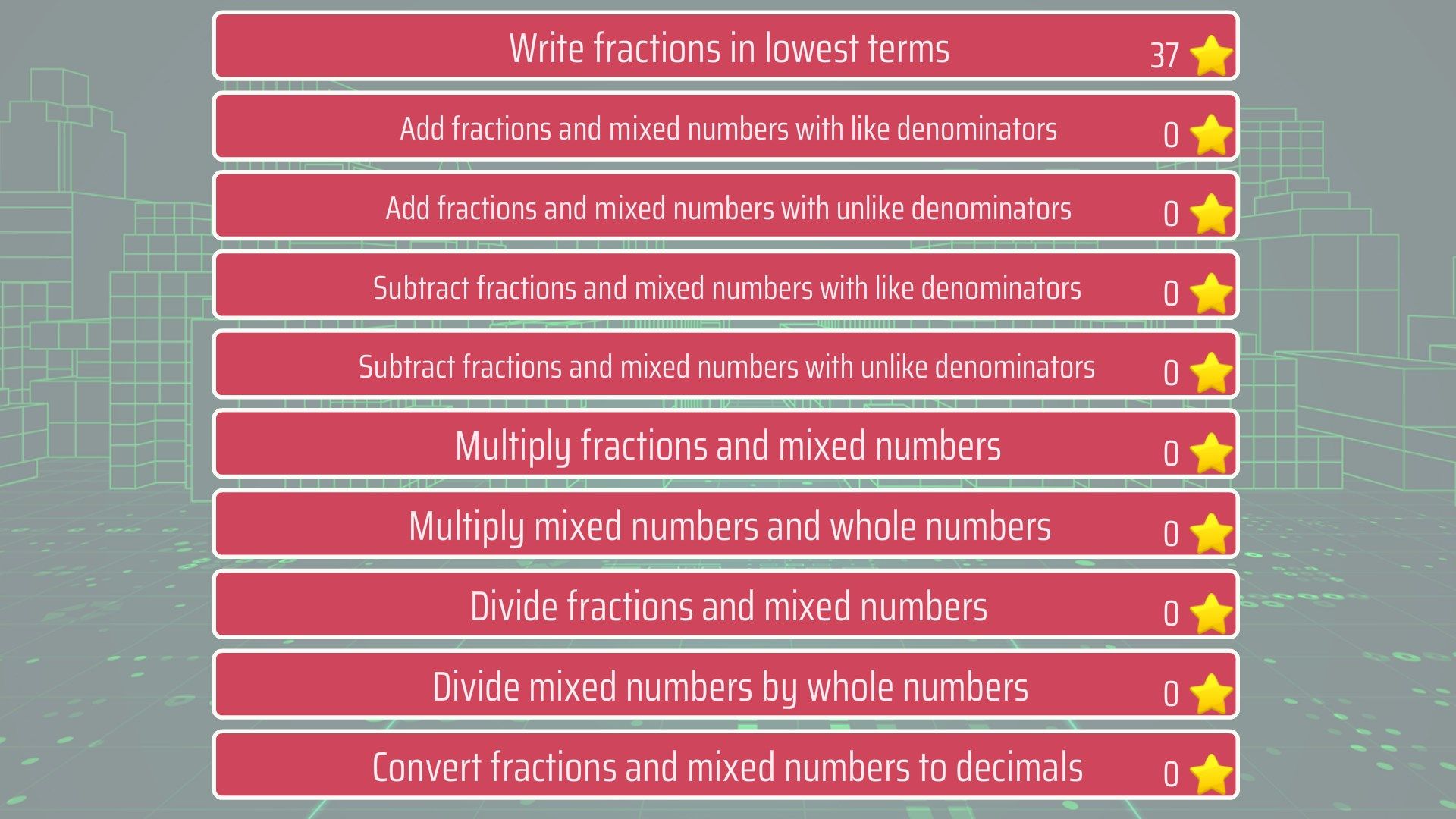 Fractions and mixed numbers - 6th grade math