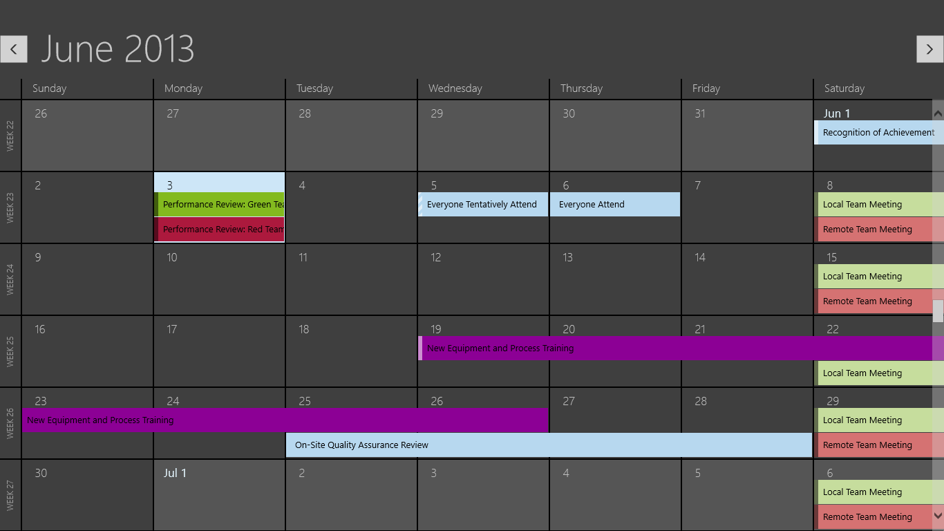 DotNetBar for WinRT Schedule, Calendar Control