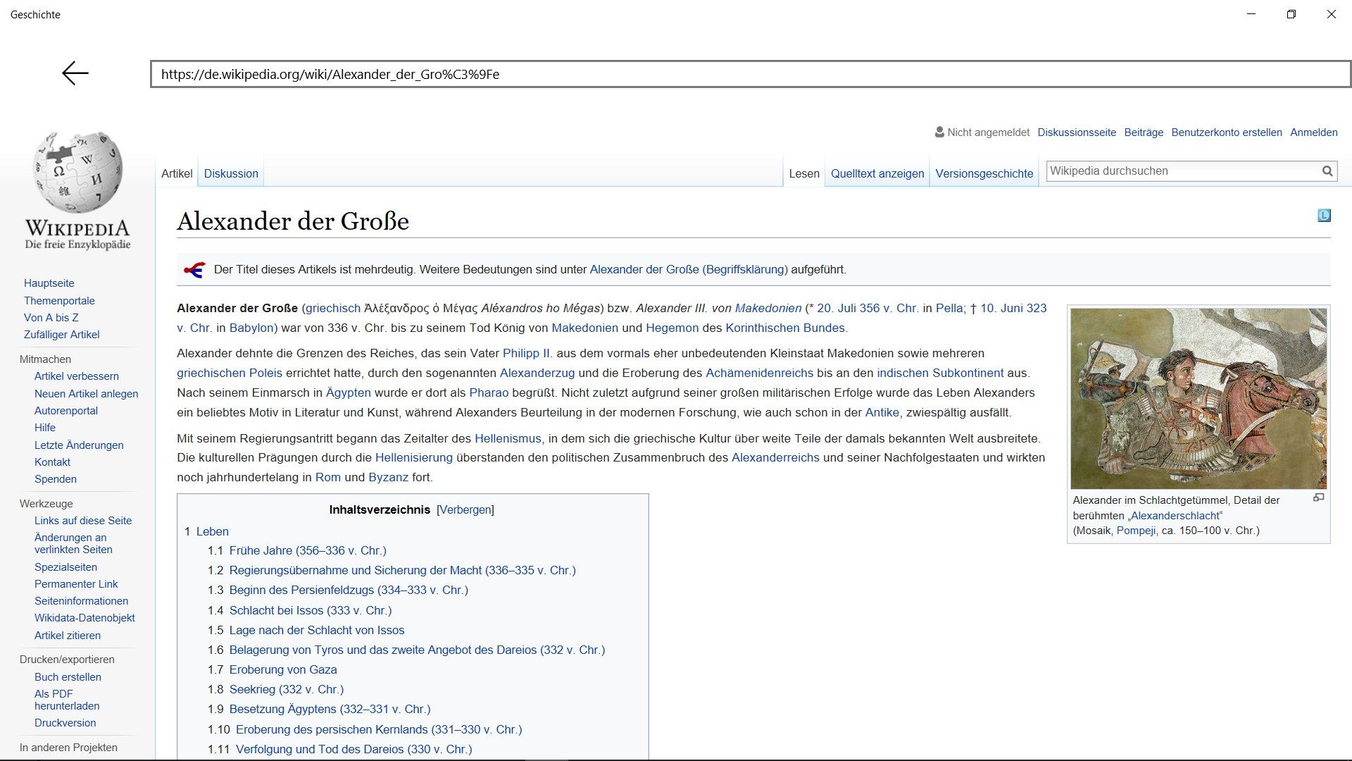 Wikipedia-Artikel für jedes Ereignis