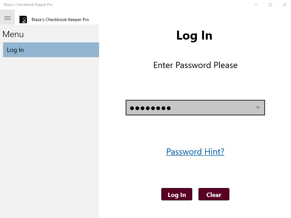 Log In page