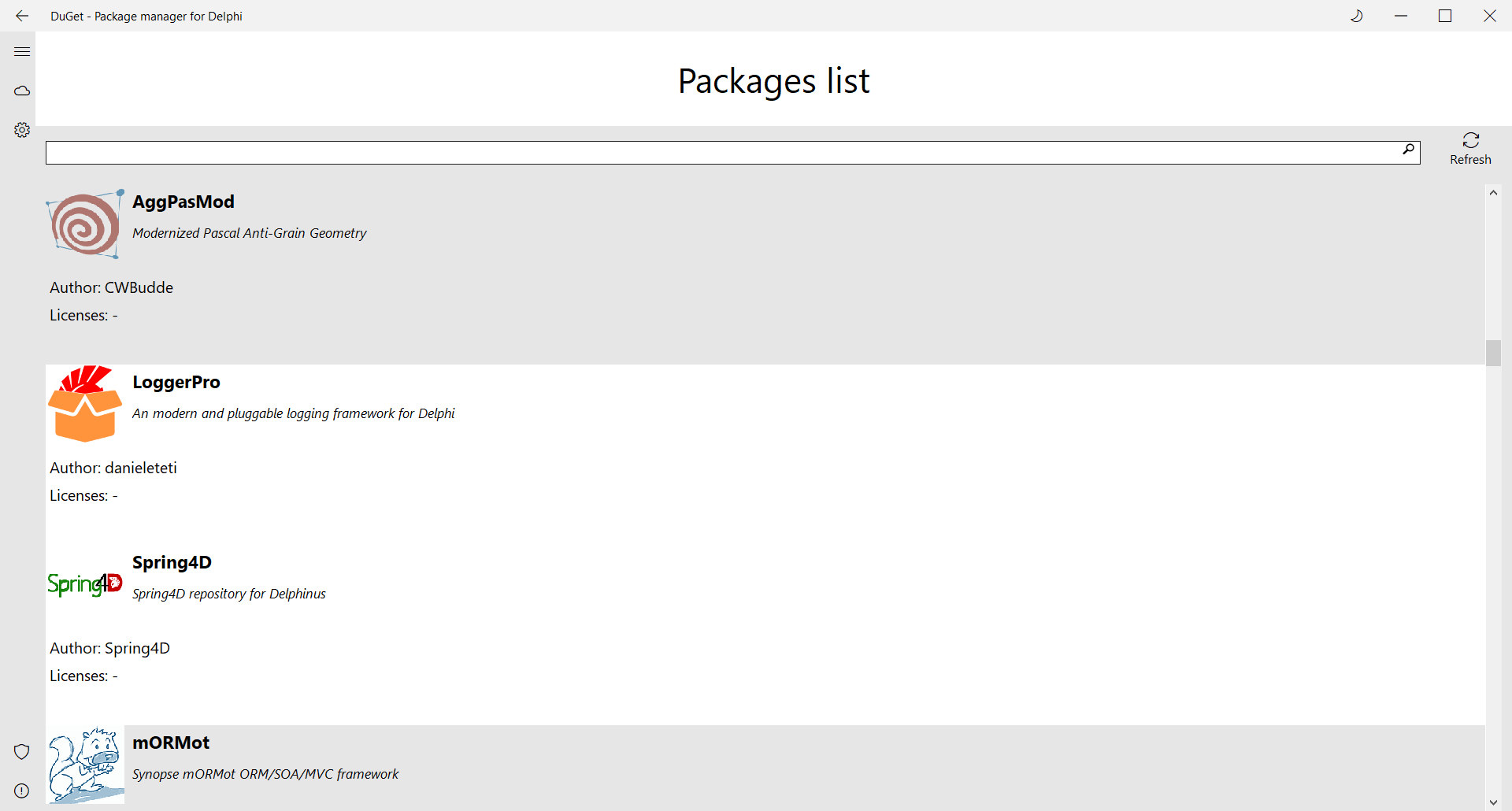 Packages list