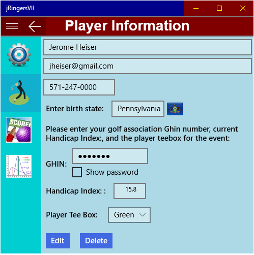 Player information entry