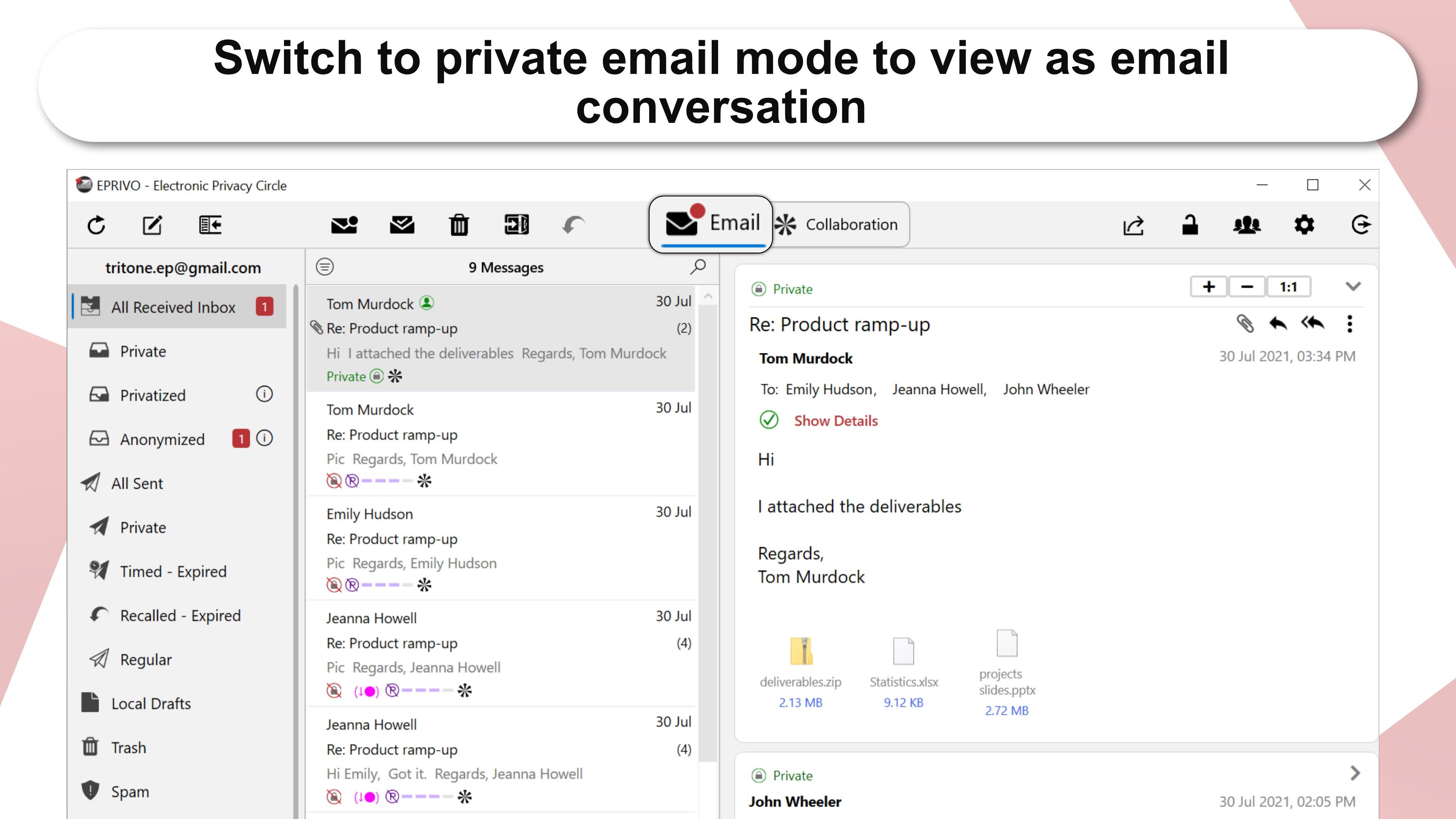 Switch to private email mode to view as email conversation