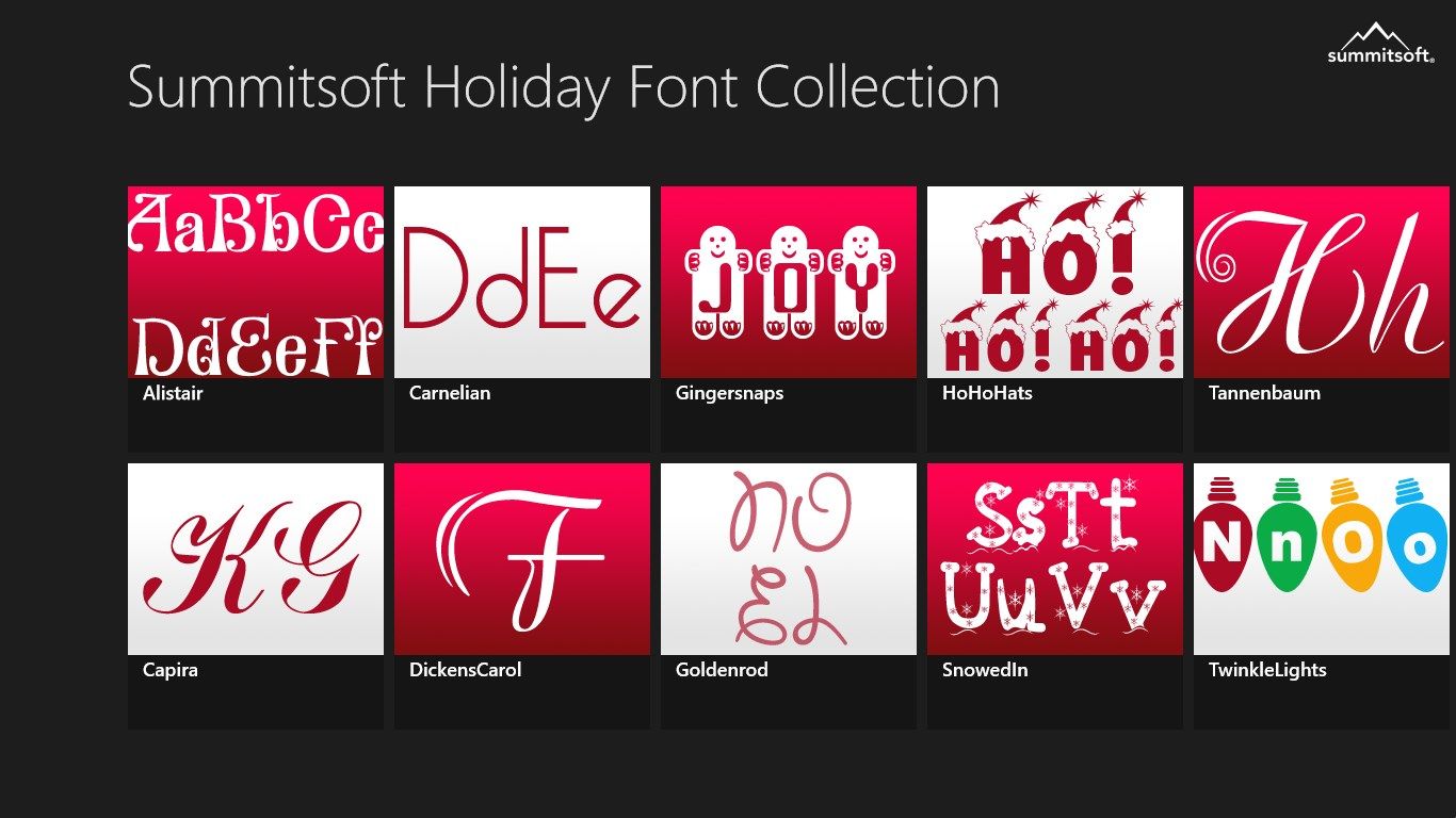 Take a quick look at the Holiday Fonts from the Main Screen