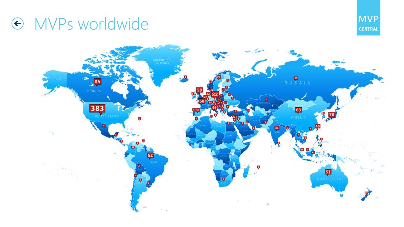 Map with MVPs around the world