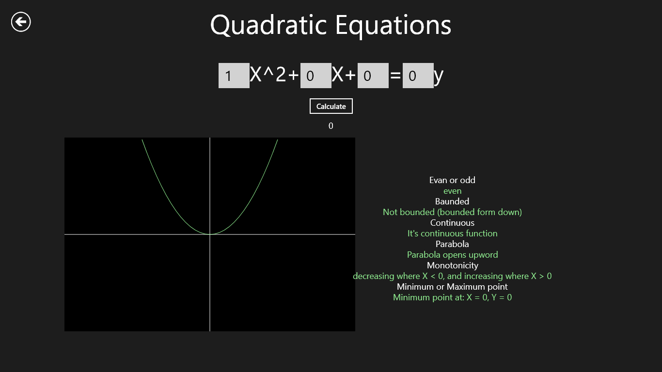 calculate a quadratic equation
