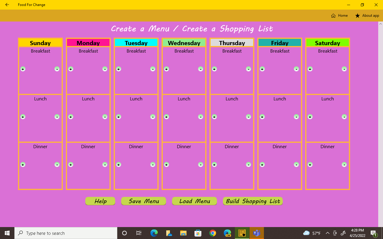 Create a weekly menu and shopping list.
