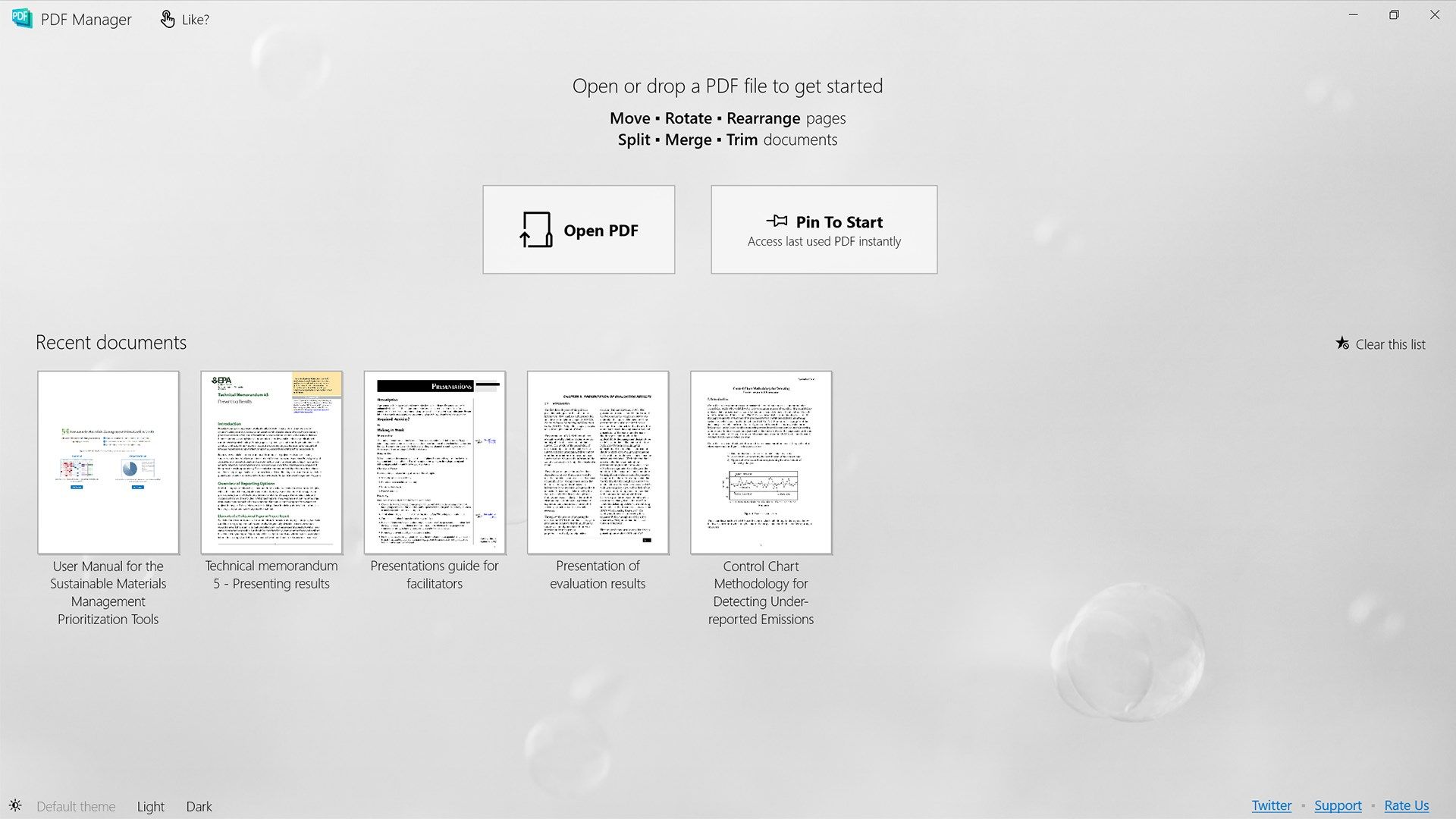 PDF Manager home screen