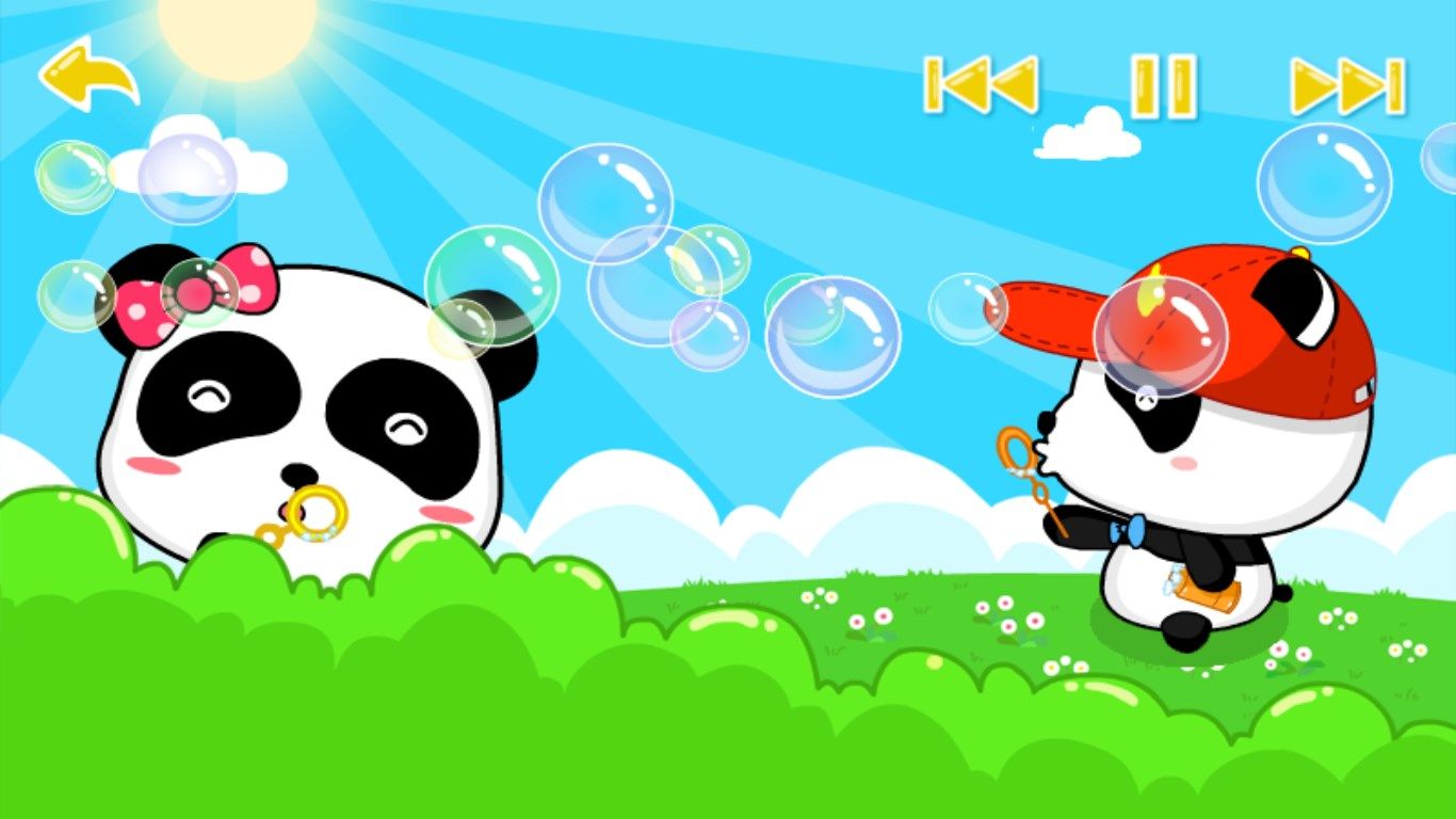 to blow bubbles in this scene and click on the top-right button to convert nursery rhymes.