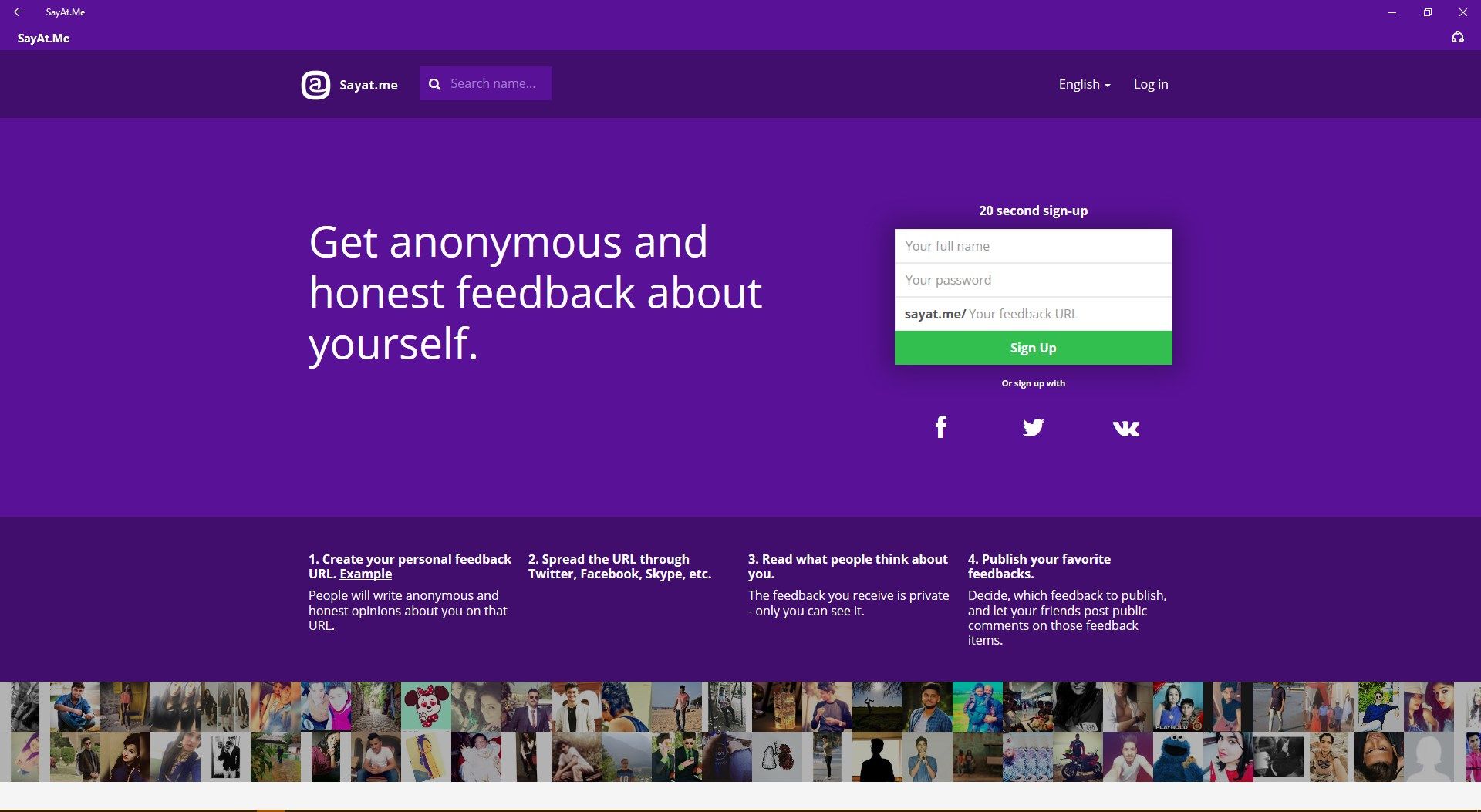 Sayt.Me - Get anonymous and honest feedback about yourself.