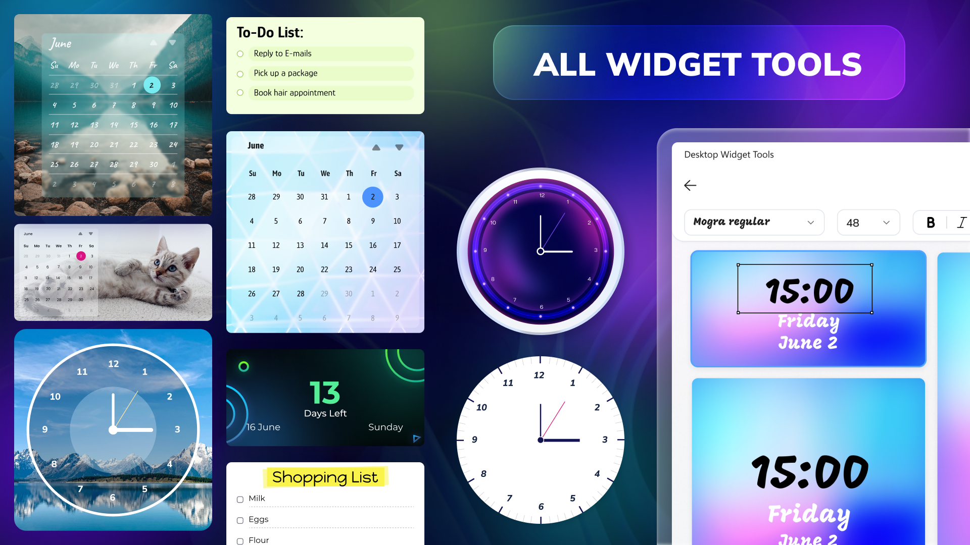 Desktop Widget Tools: Custom Calendar and Clock