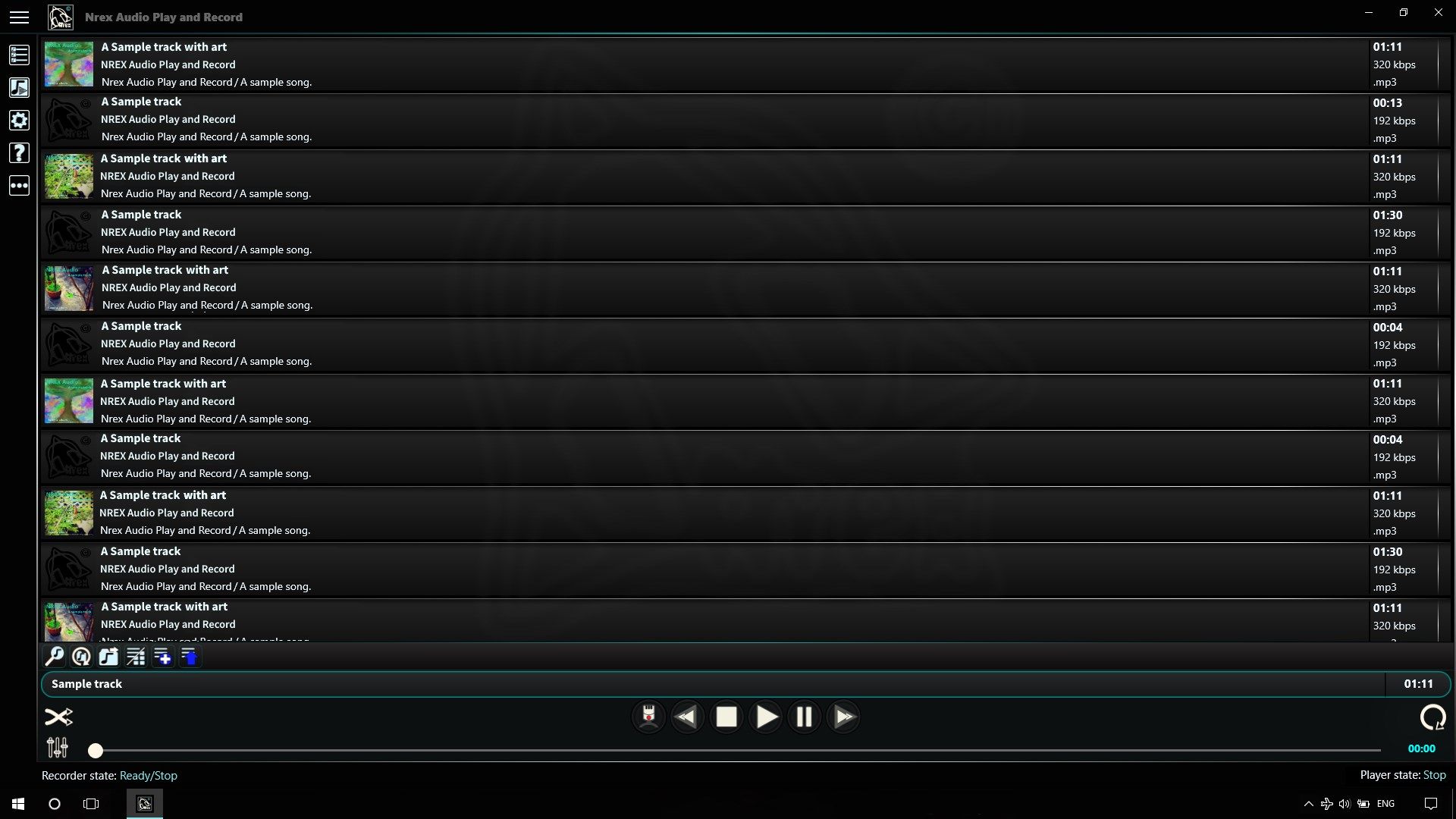 Nrex tracklist view full screen show list view option.