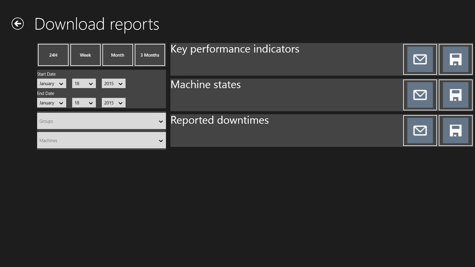 Download reports page