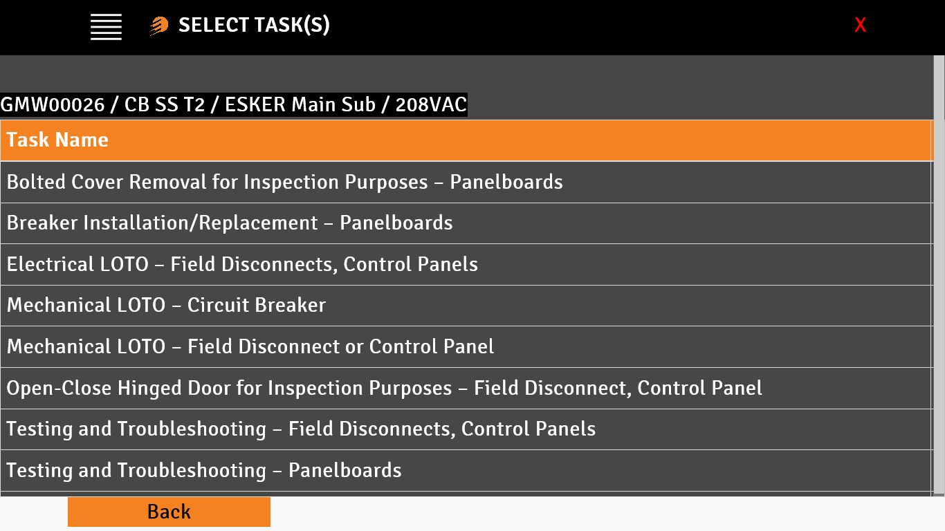 Select electrical task