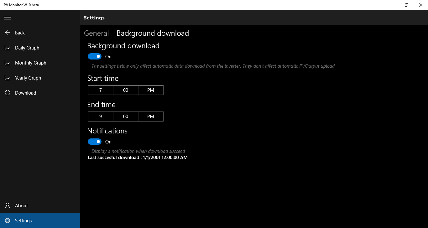 Background download settings