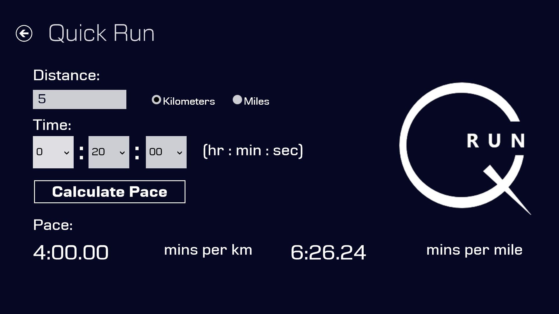 Pace Calculator - Calculate pace required to finish under a certain time