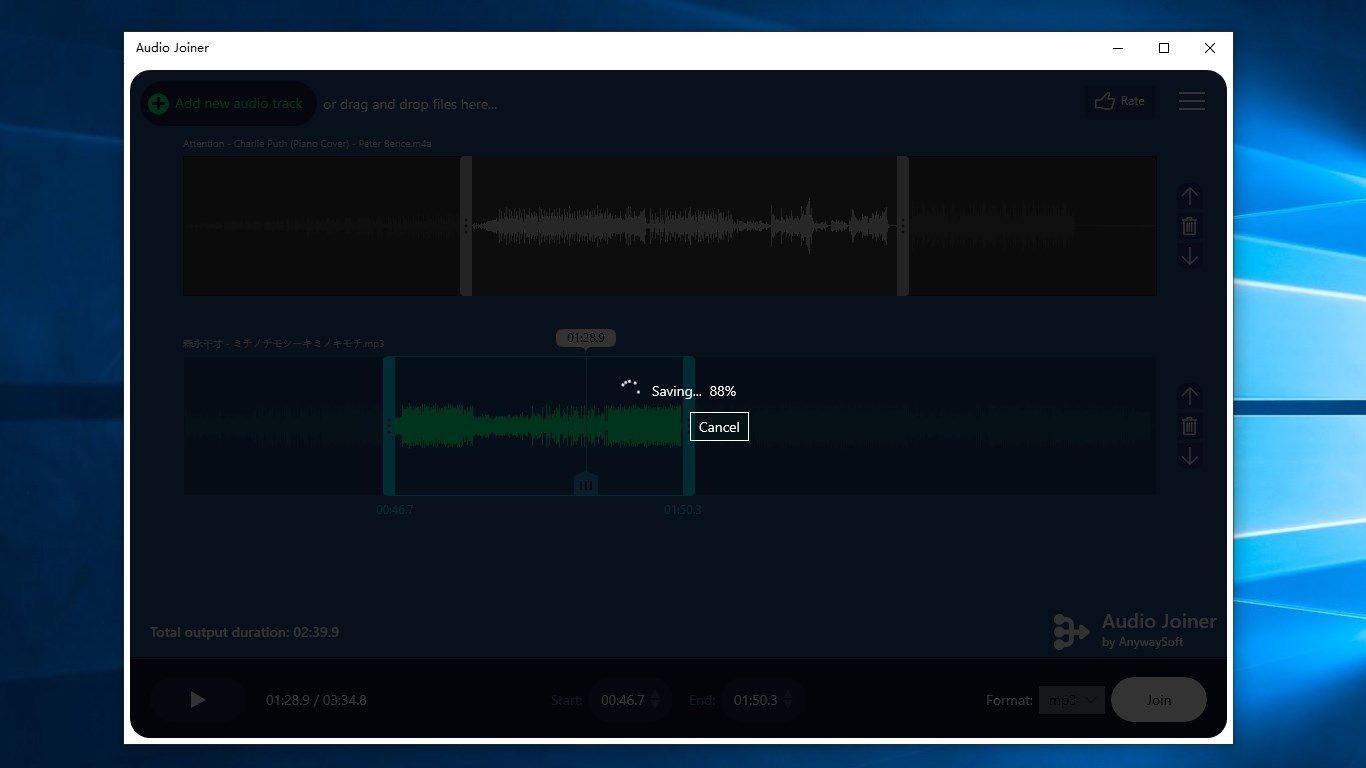 Audio Joiner - merging audio clips