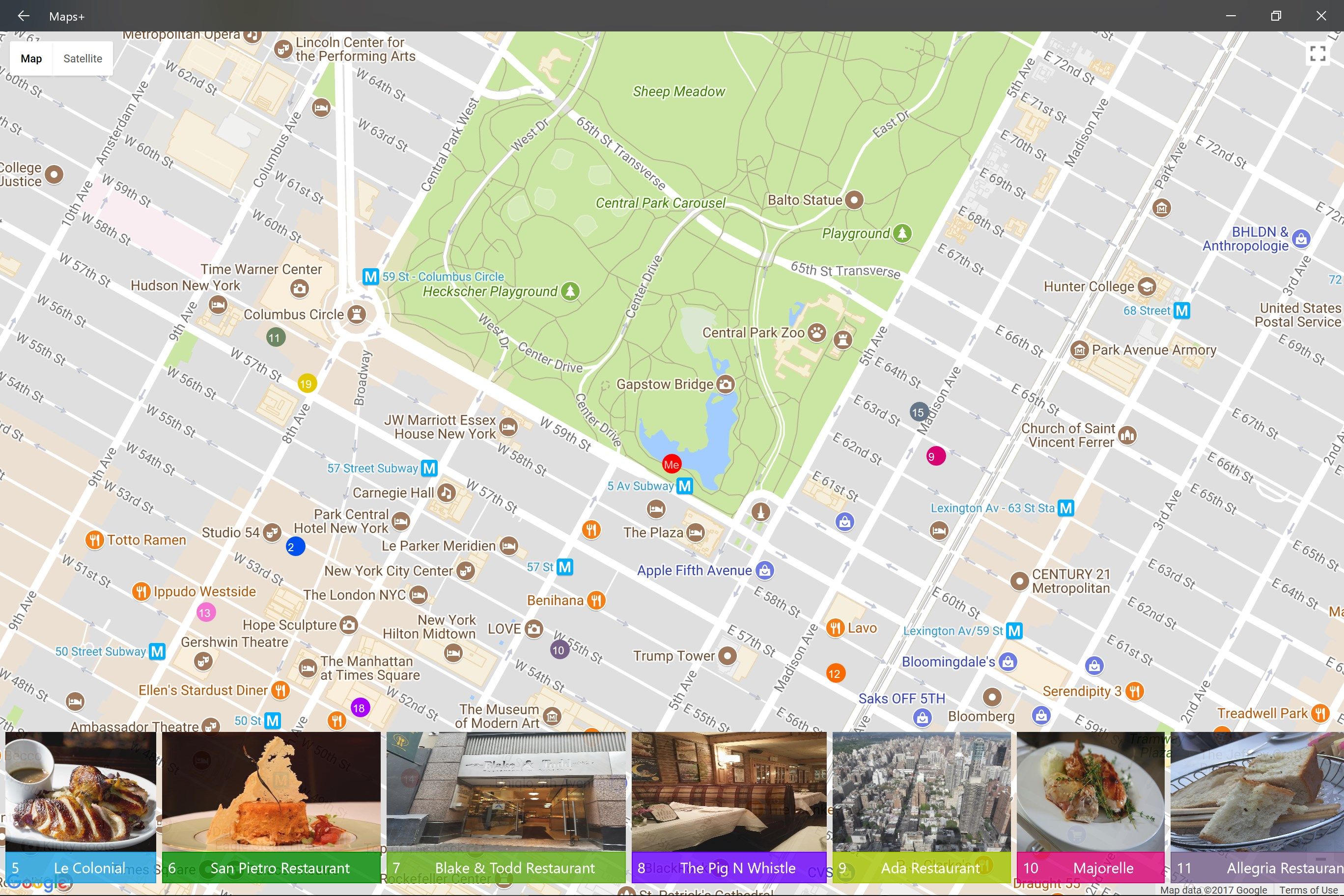 Full screen map view of search results on map view