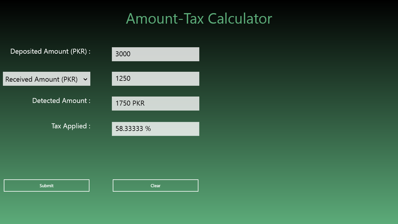 Tax Calculate+Received Amount View
