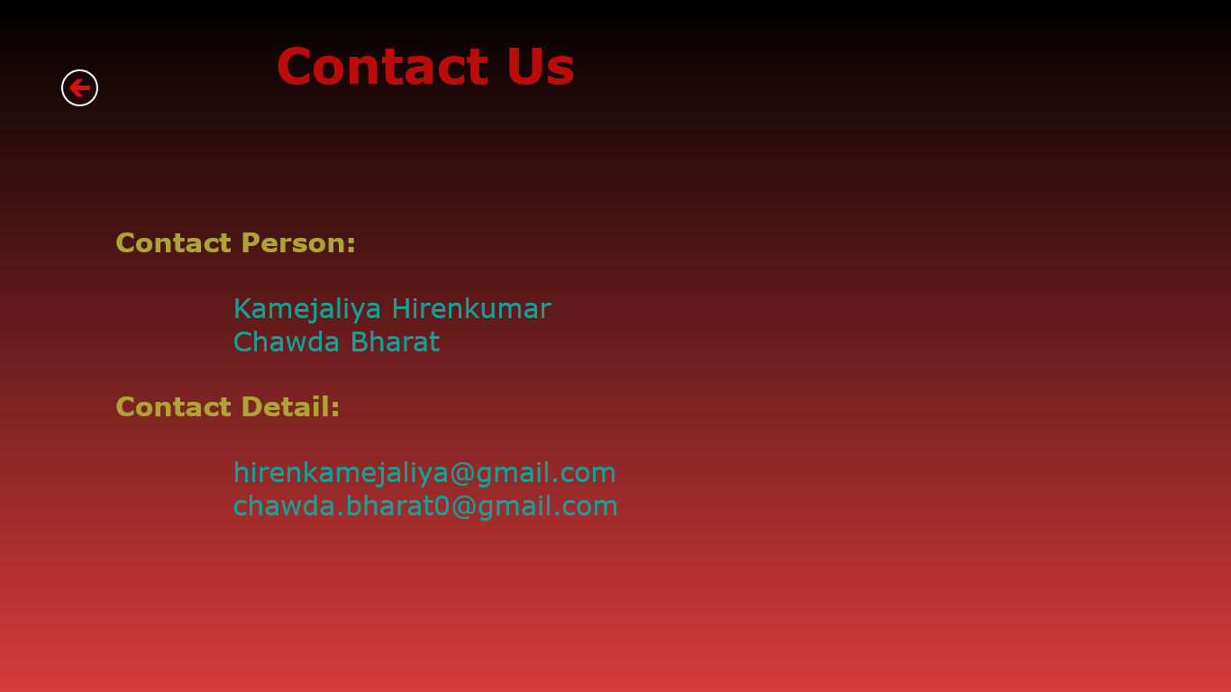 Contact Us Screen