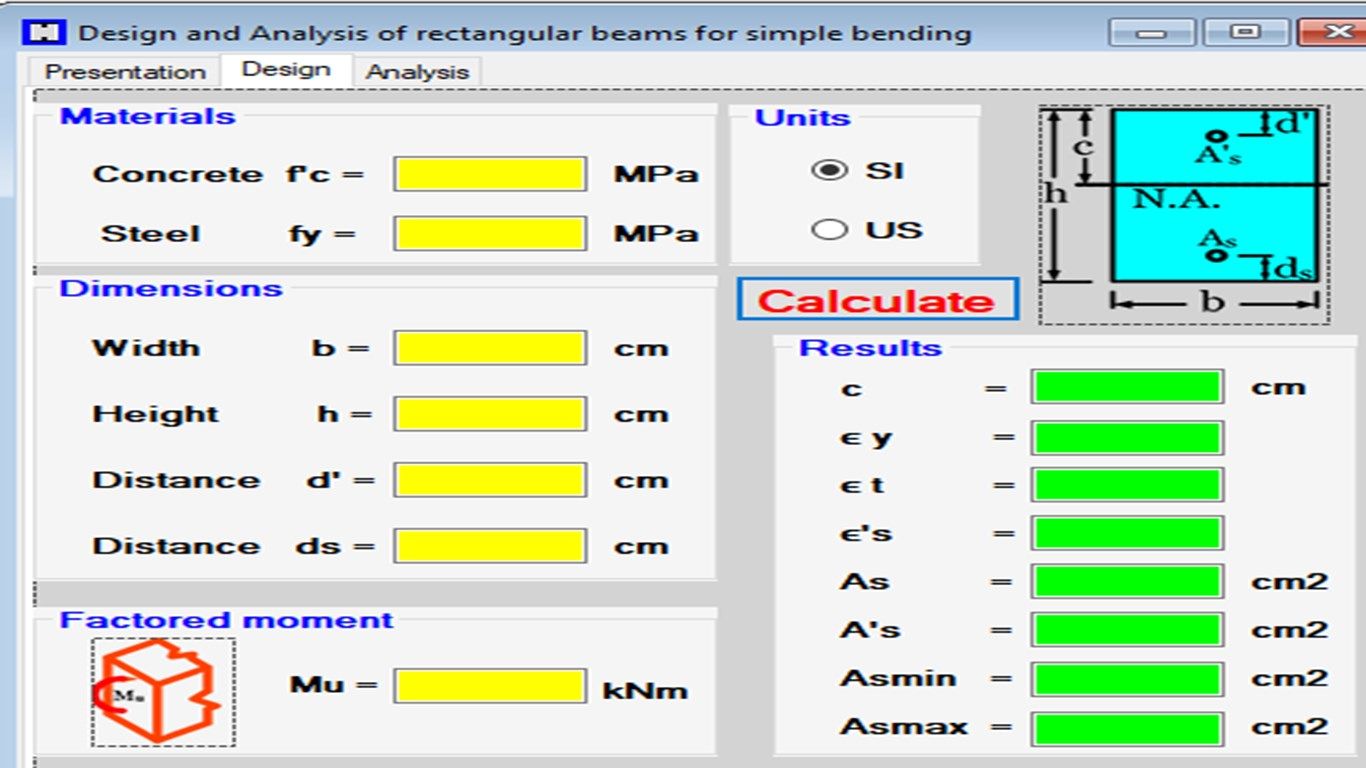 Flexural Design & Analysis of Rectangular Beams (ACI318-14)