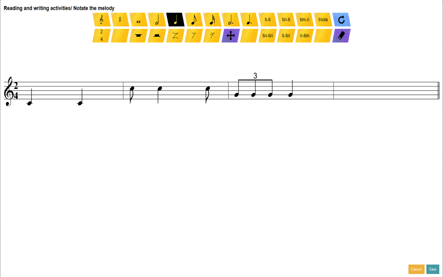 Move mi Music score editor toolbar