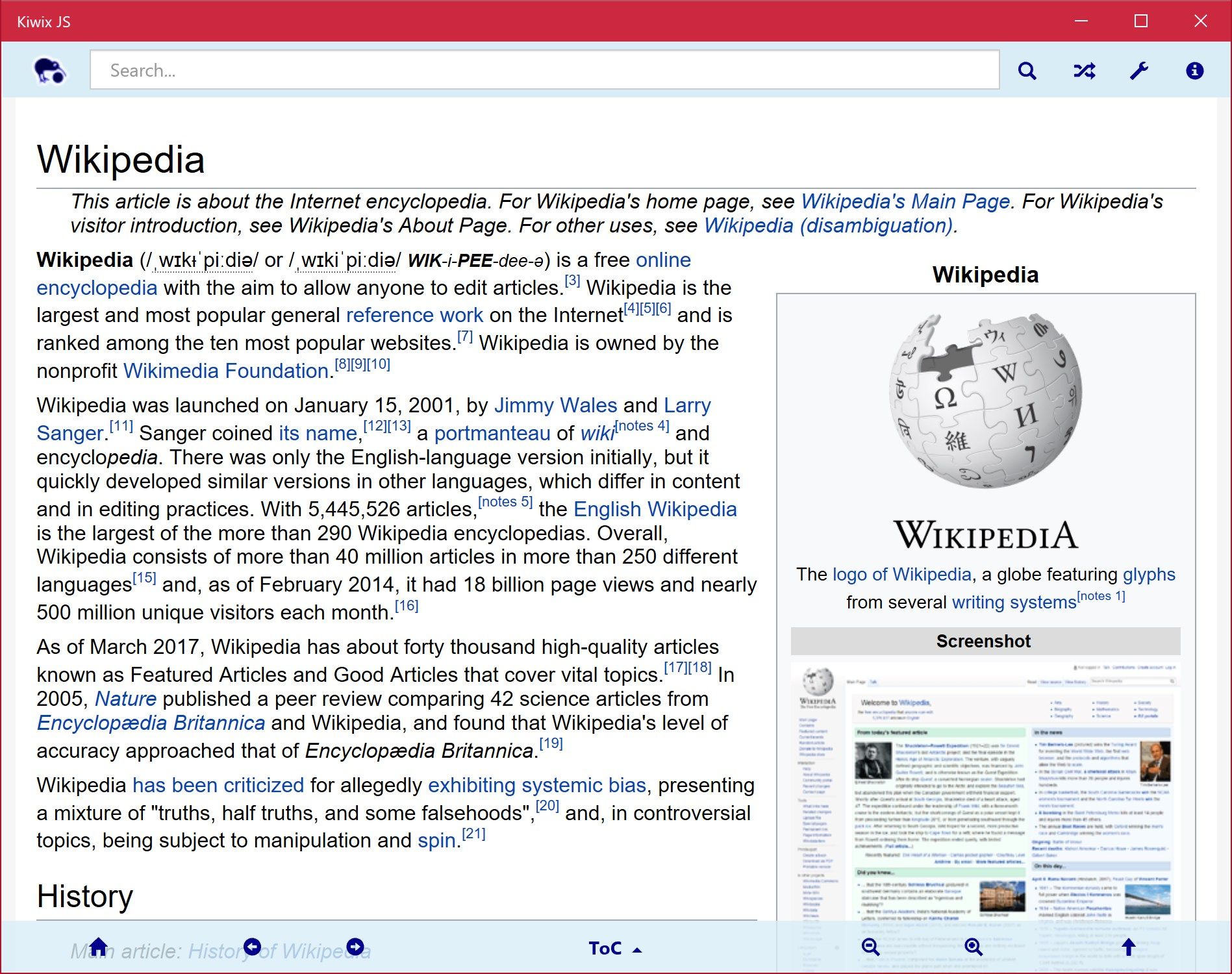 Standard Wikipedia article