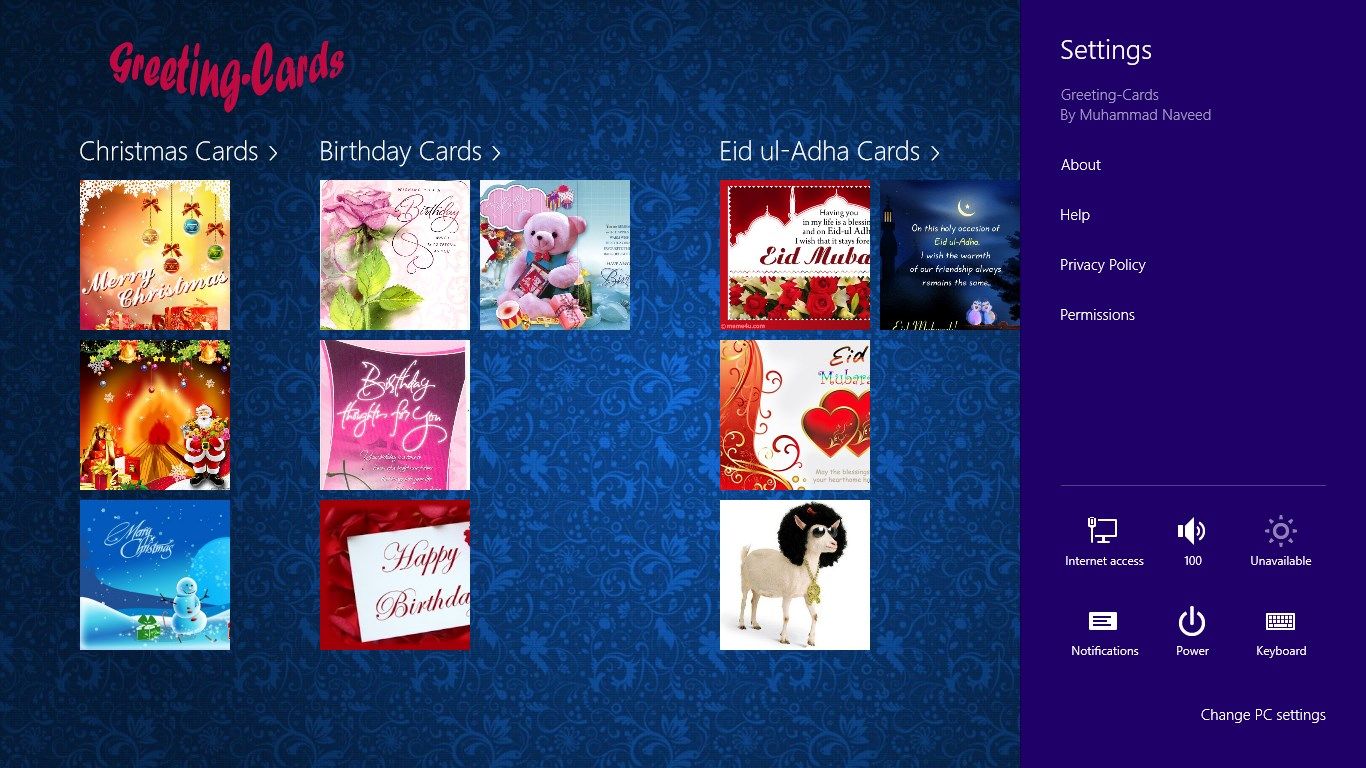 Greeting-Cards Main Screen