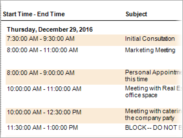 Print detailed reports with all the information your employees need to see about your calendar events.