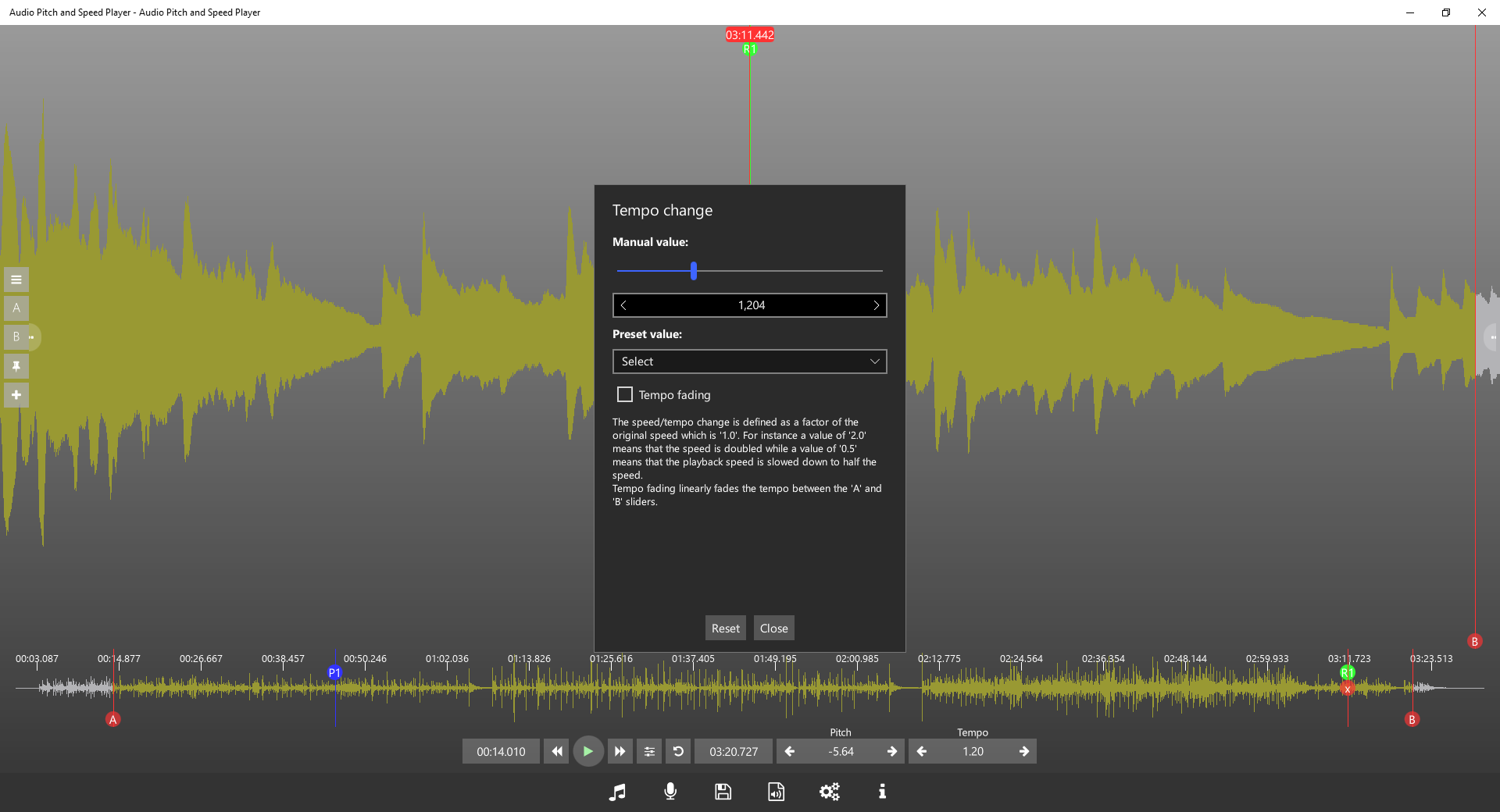 Audio Pitch and Speed Player