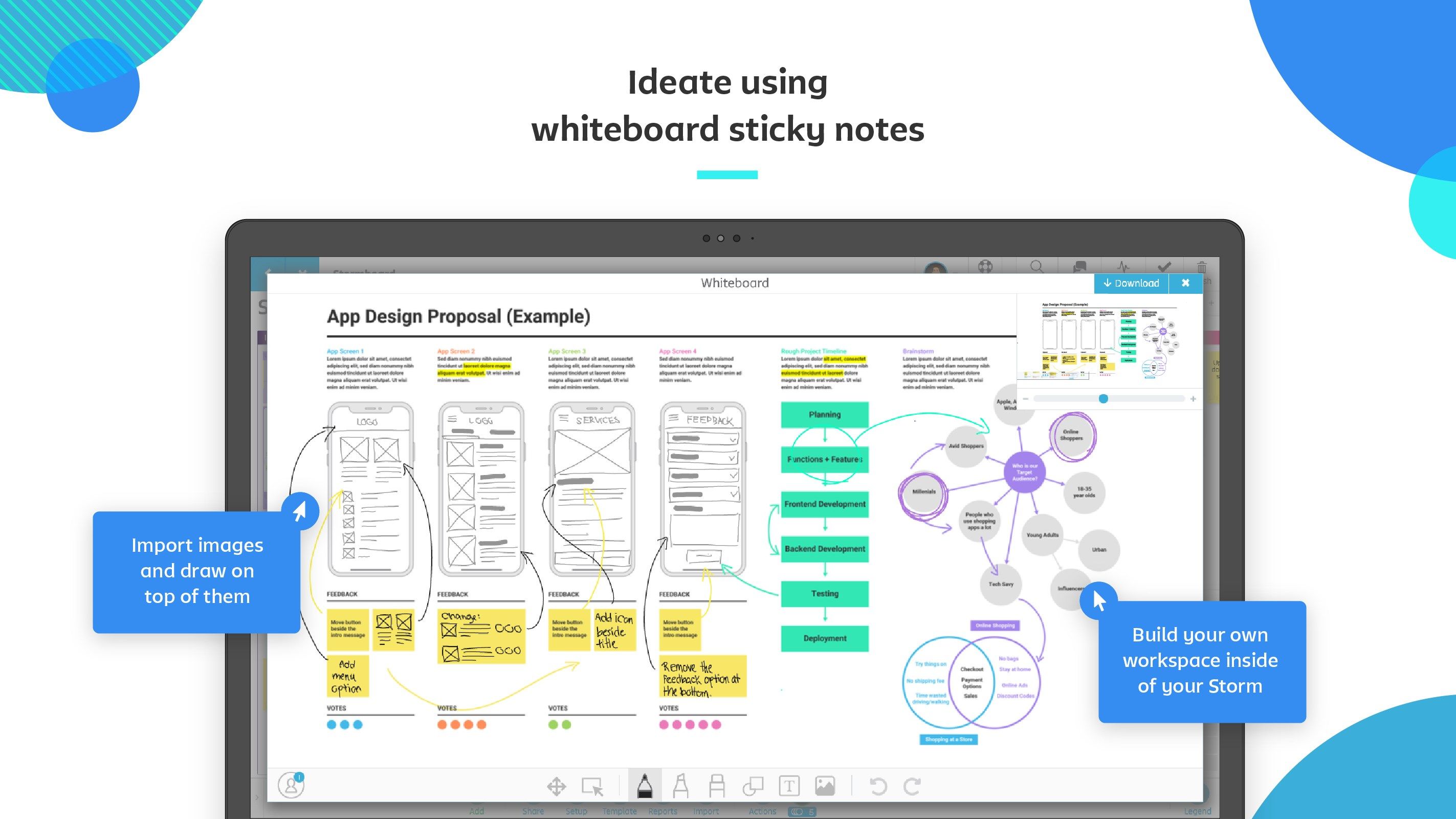 Ideate using whiteboard sticky notes