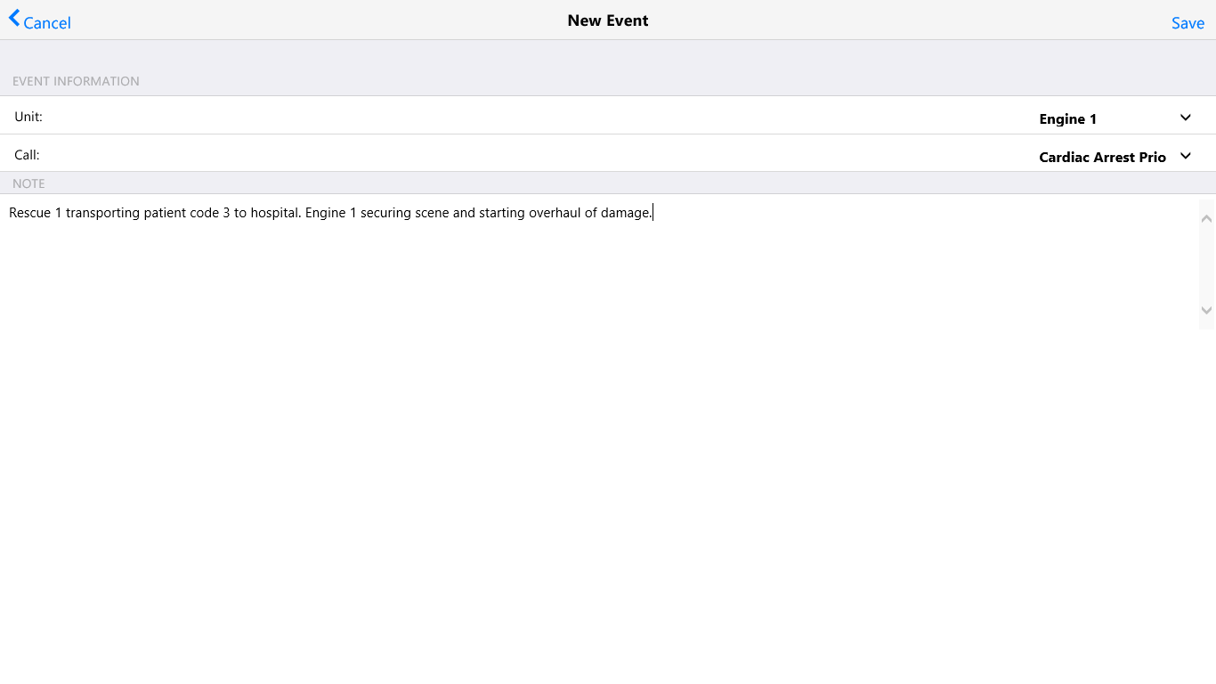 Manually submit and event with a note for tracking events and operations