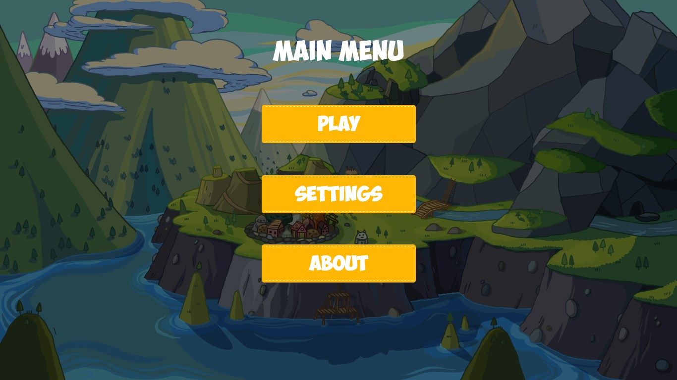 Main menu of the app