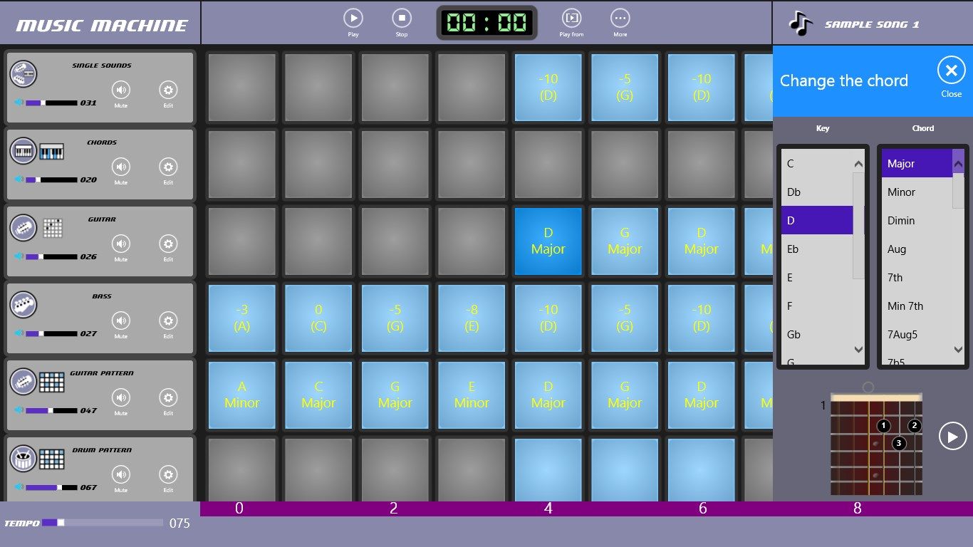 Easily add guitar chords as a measure tile