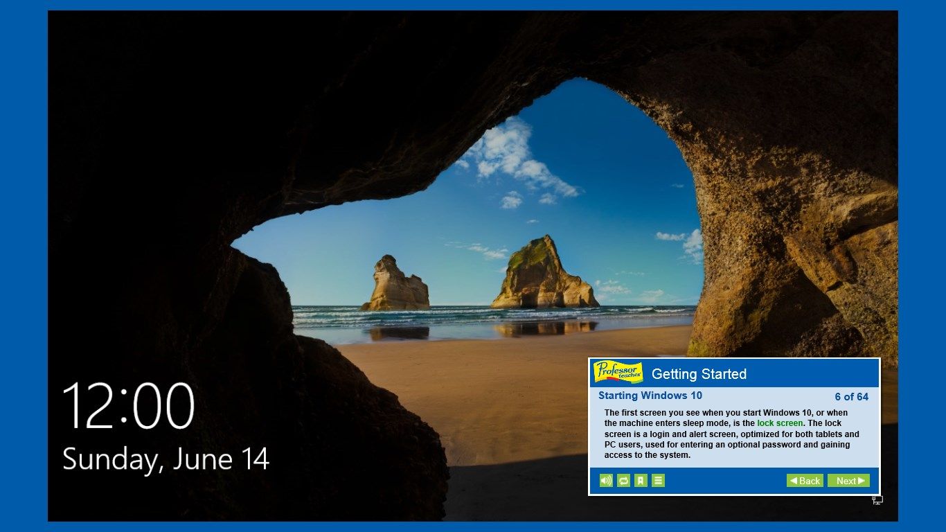 The lock screen is a login and alert screen, optimized for both tablets and PC users.
