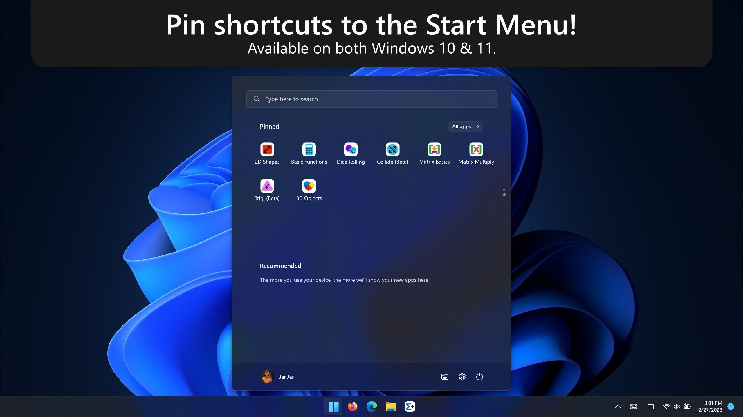 Pin shortcuts to the Start Menu!