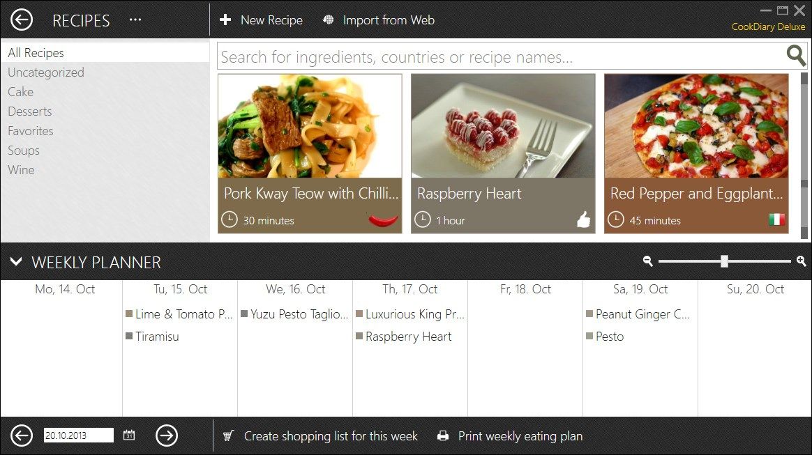 You can generate your individual eating plan with the menu planner.

It also helps you in keeping track of your meals so you can find the “tasty dish the other day” again with ease.