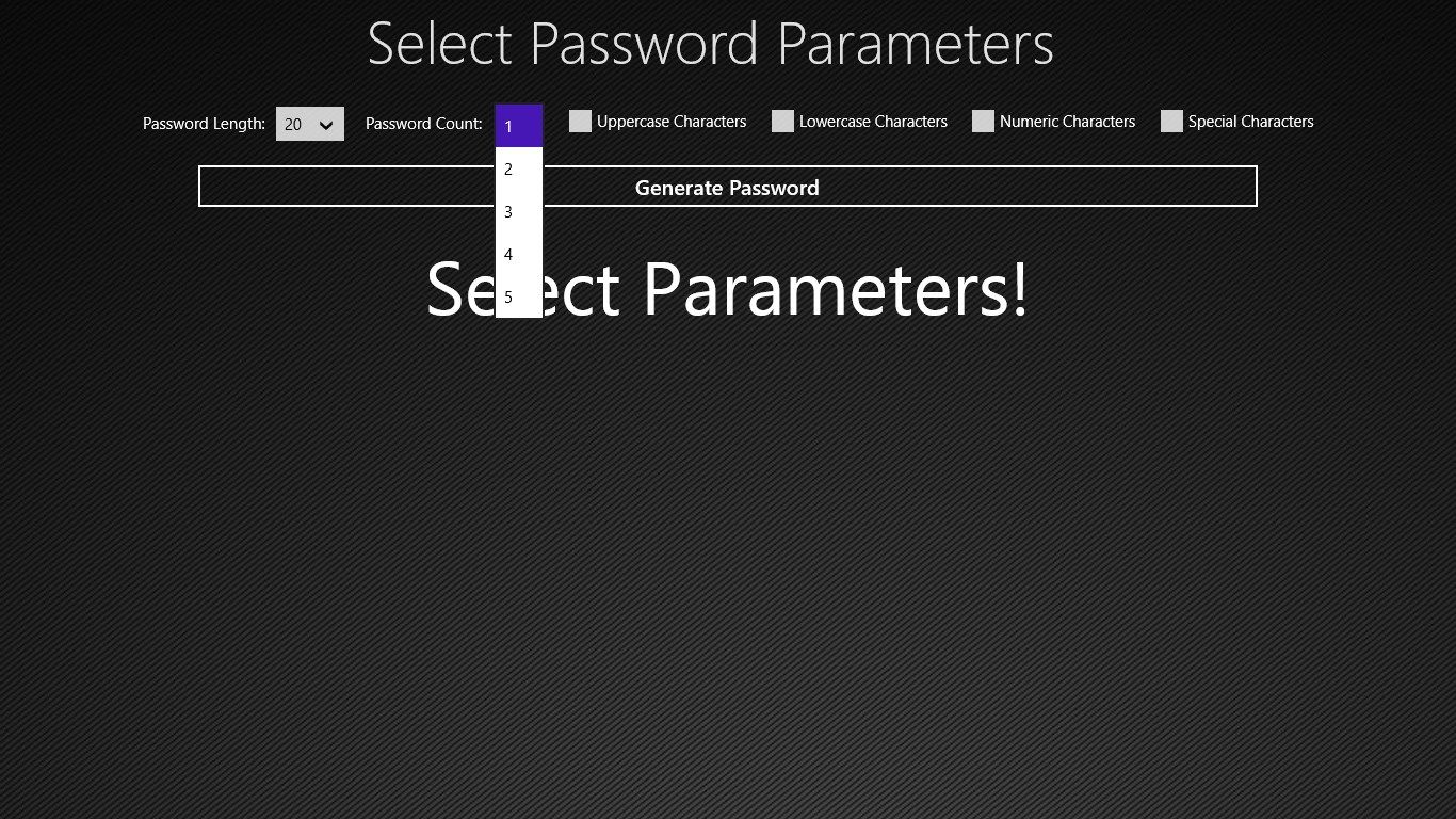 Select the number of passwords that you want to generate.