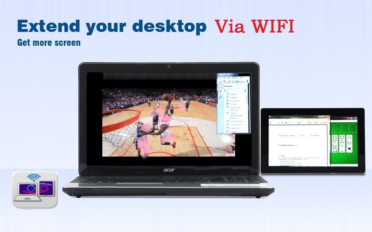 Air Screen - Android Device as second display for notebook via WiFi&USB