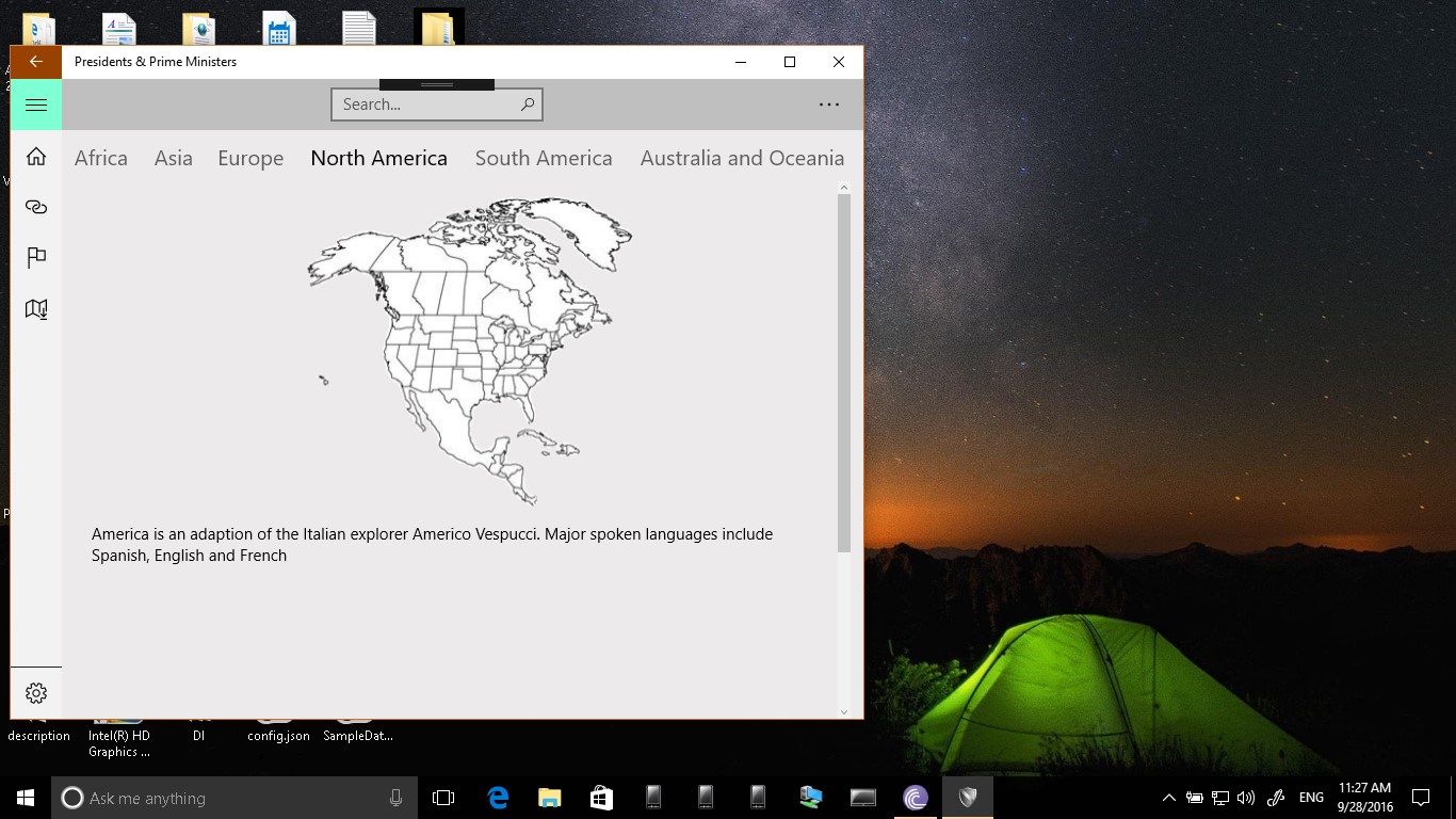 North American Continent Sketch default Window Size