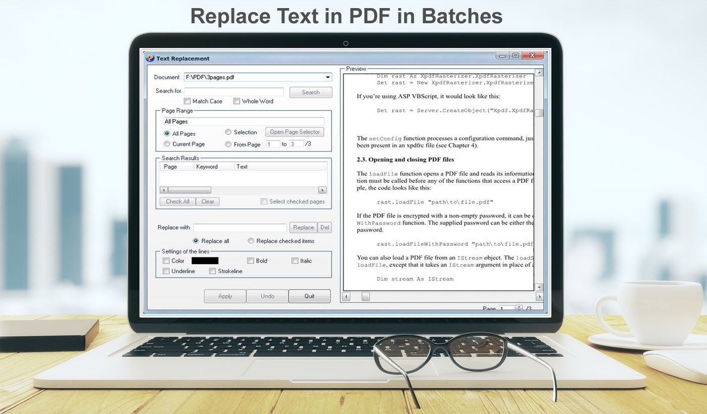 Replace Text in PDF in Batches