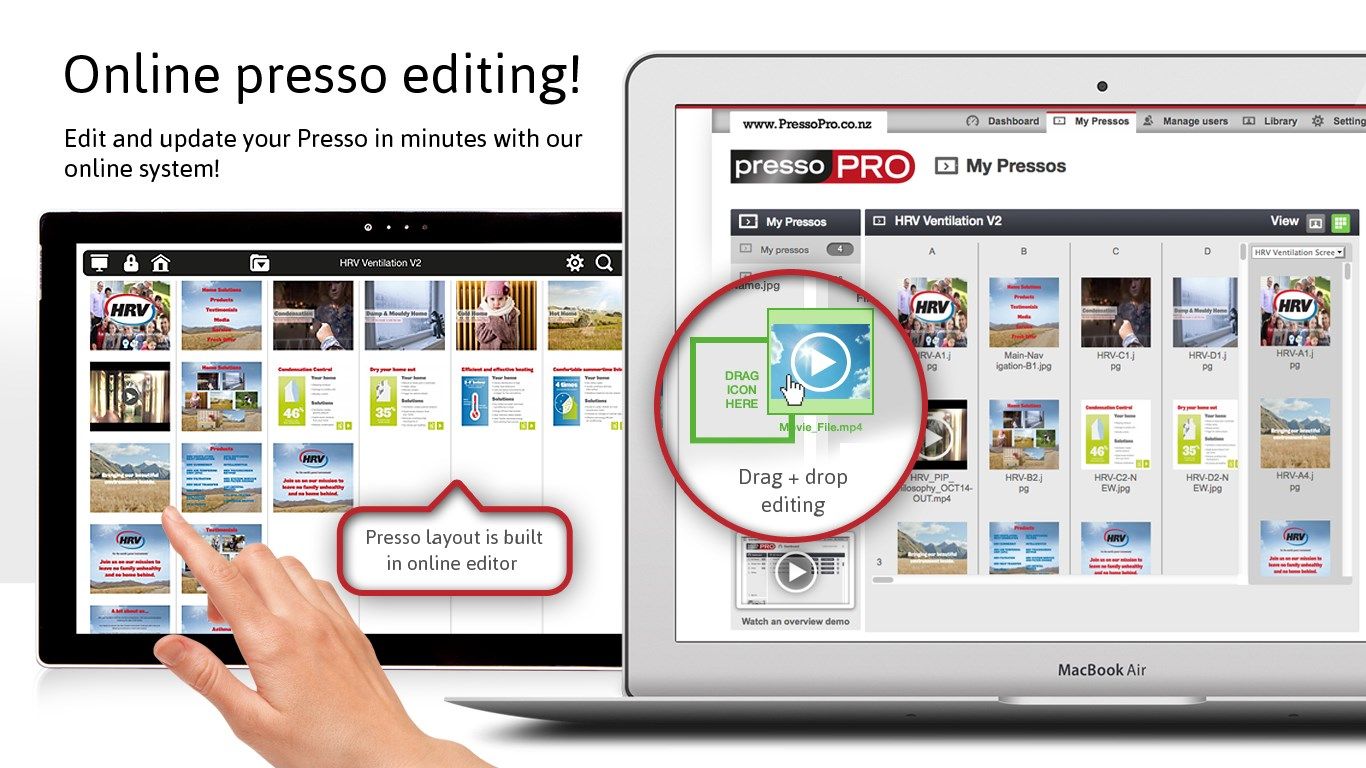 PressoPRO – Online presso editing! Edit and update your Presso in minutes with our online system!