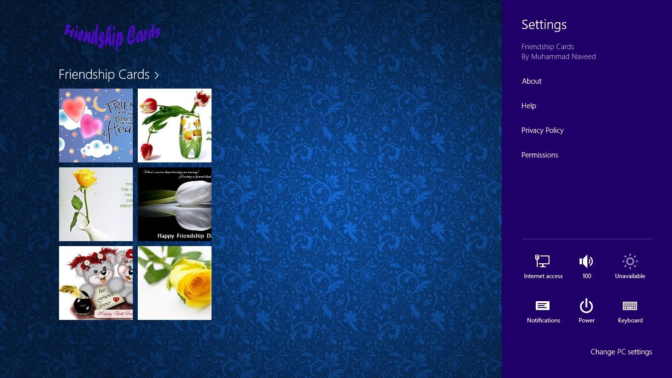 Main Screen of Frienship Cards