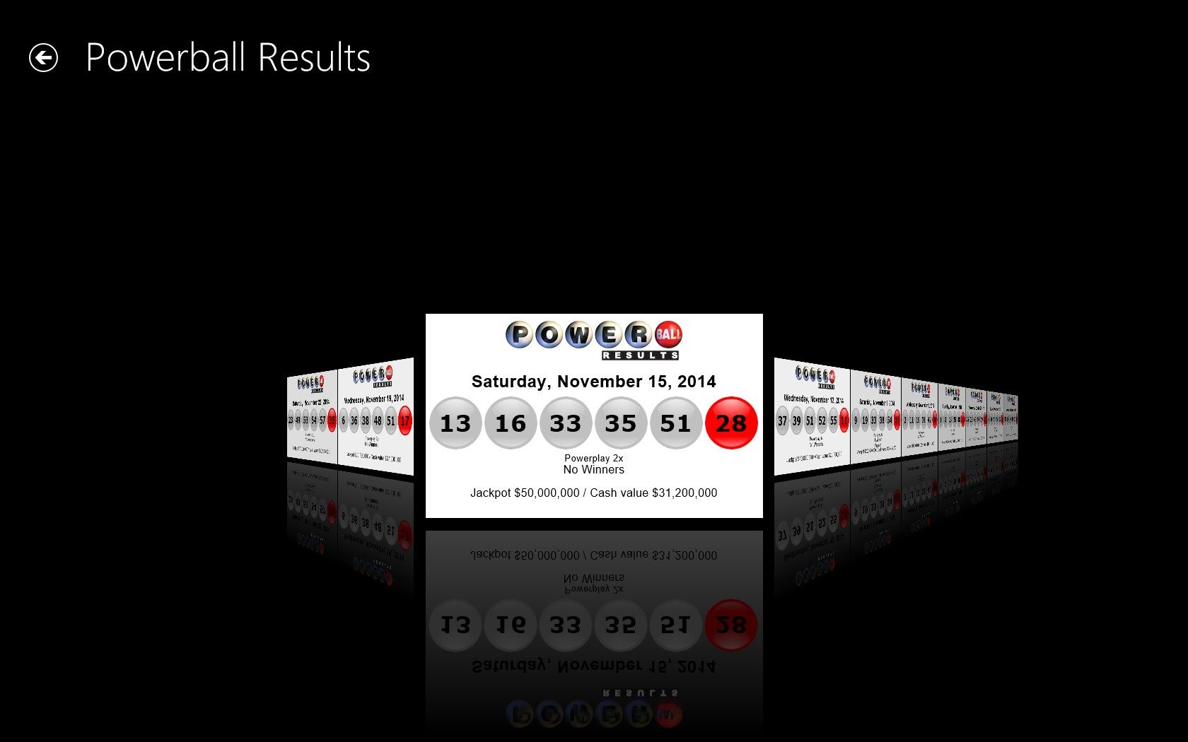 Get previous results for Powerball
