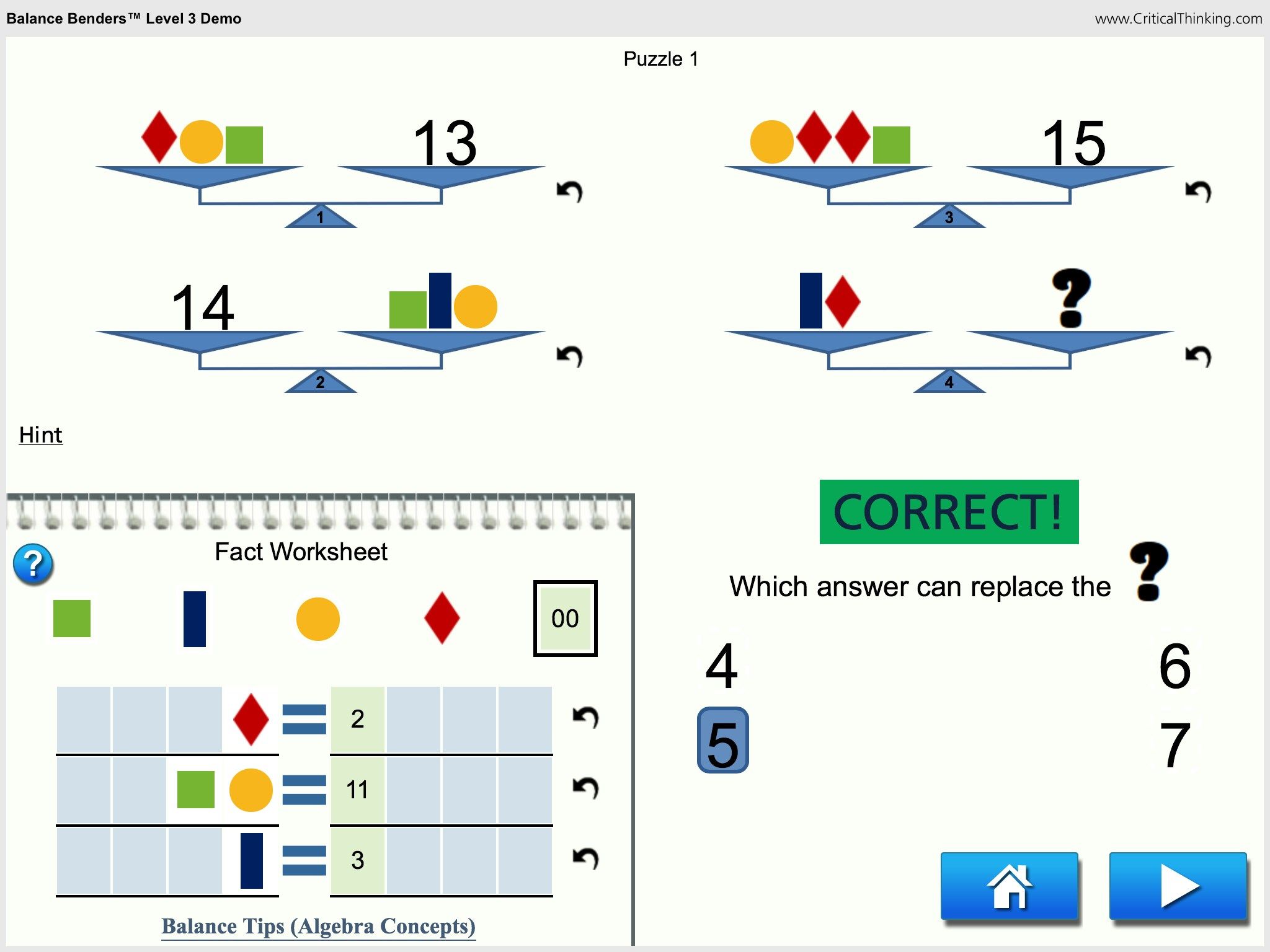 These interactive puzzles give you all the tools you need to work the problem out on-screen before selecting your answer.