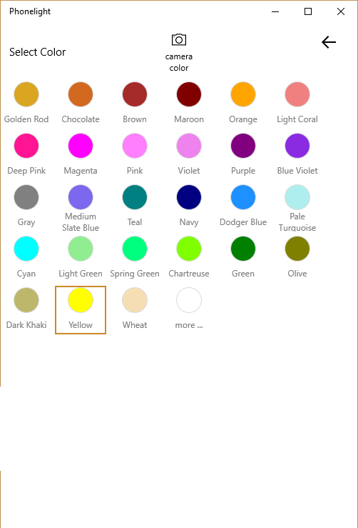 color selection screen