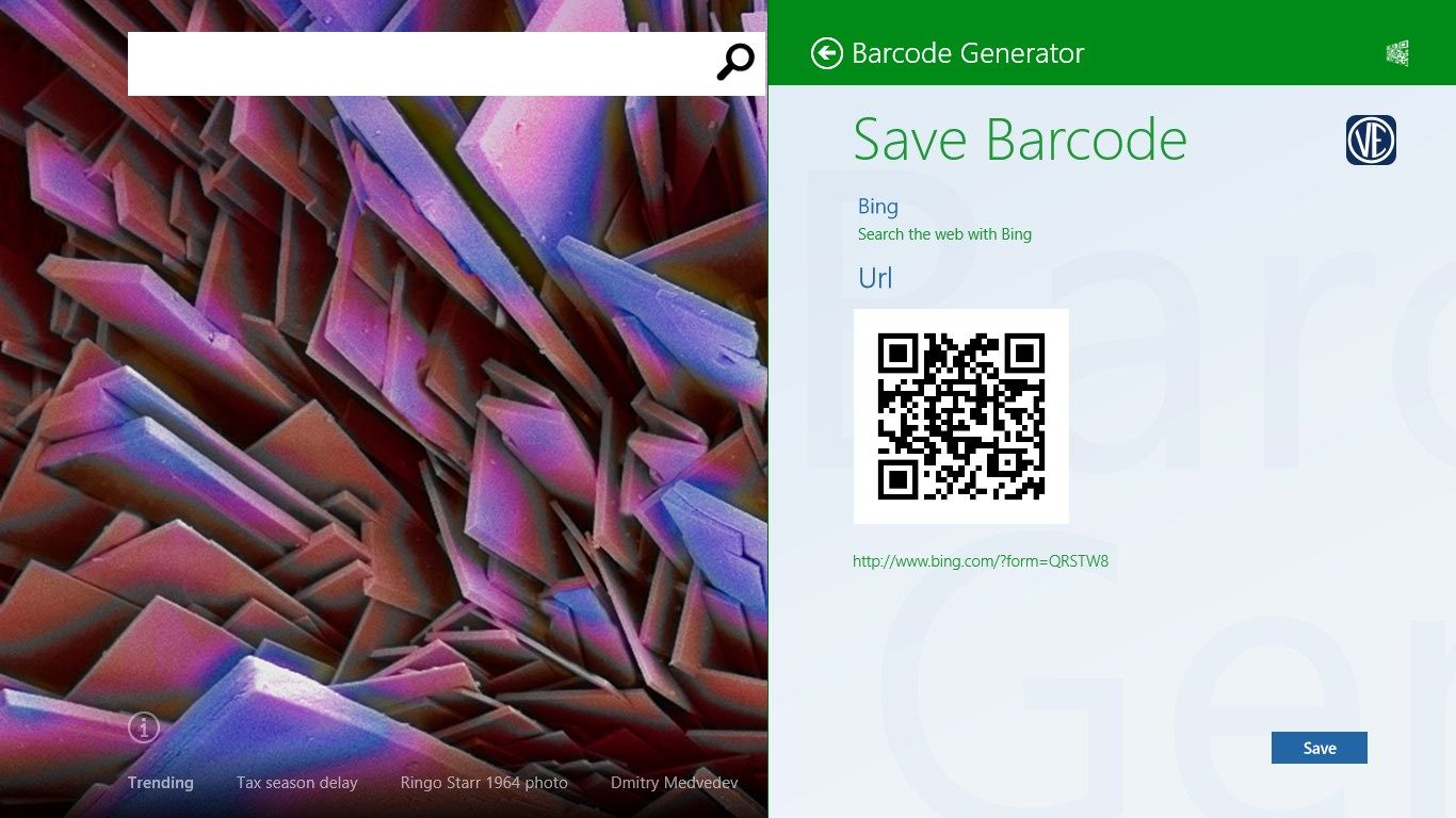 Sharing applications can target Barcode Generator to create a barcode